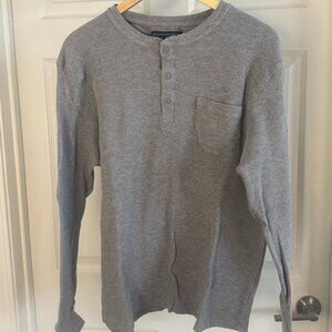 Jachs NY Tribeca XL Heather Grey Waffle Knit Henley Long Sleeve Shirt